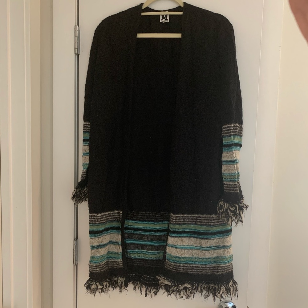 M Missoni Black Cardigan Duster Knit L M wool